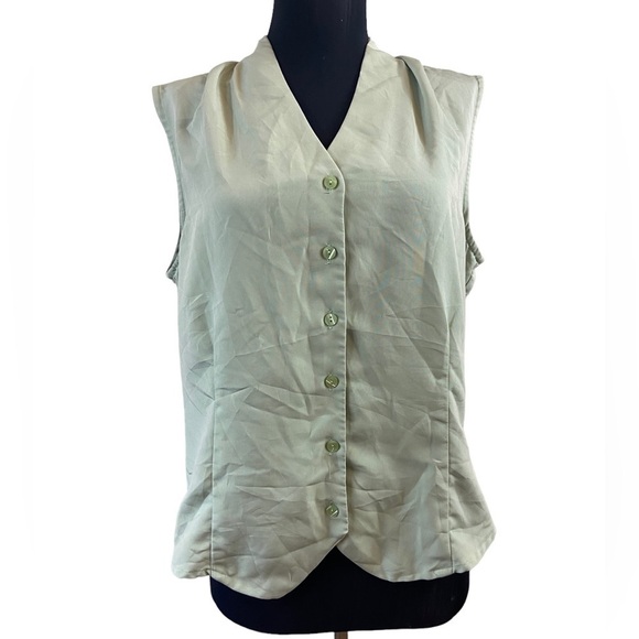 Vintage 80’s Jacklyn Smith Collectibles Light Green Button Up Vest - Picture 3 of 9